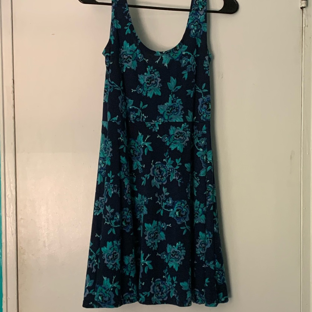 Juniors Blue Floral Skater Dress